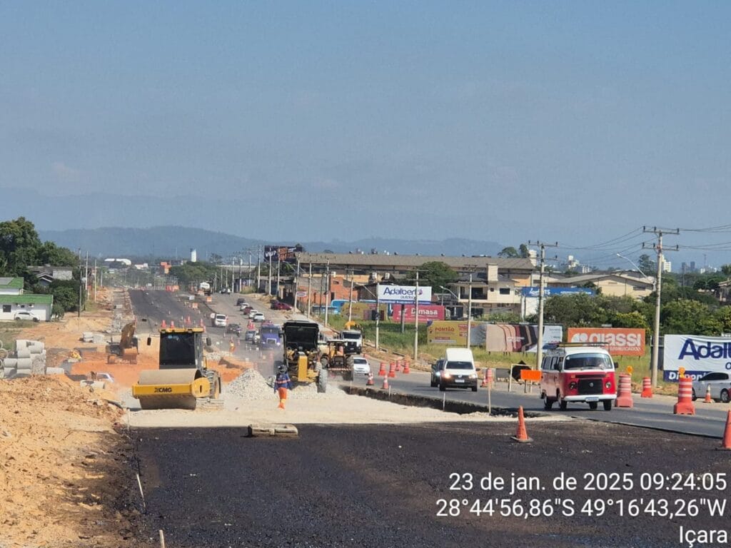 Com investimentos do Estado, mais da metade das obras de duplicação da SC-445 entre Içara e Criciúma estão concluídas
