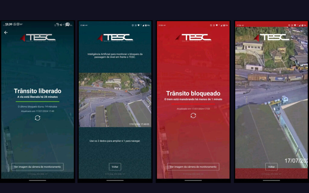 Aplicativo mostra o status da ferrovia no entorno do Terminal Portuário Santa Catarina