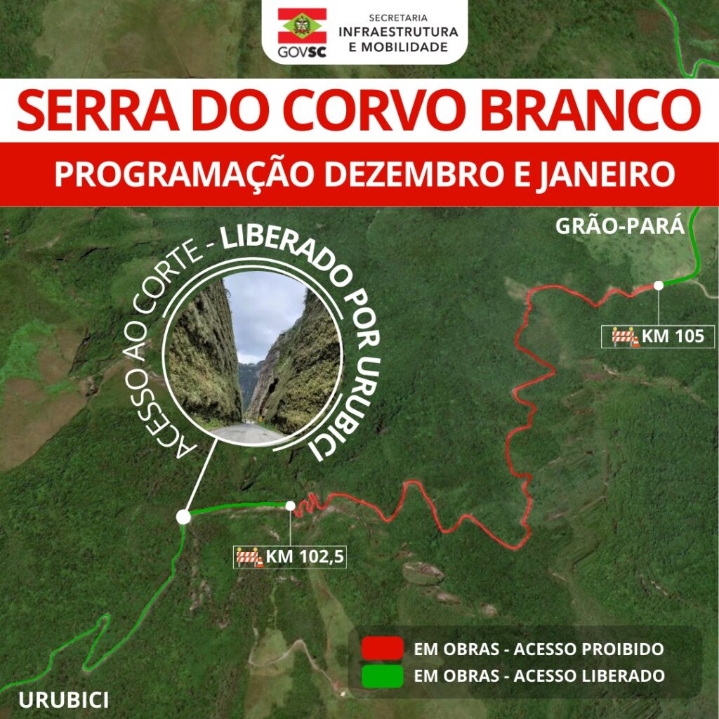 AVISO: obras na Serra do Corvo Branco e interdição para tráfego